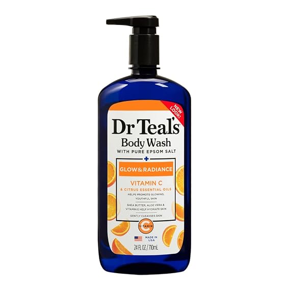 Body Wash with Pure Epsom Salt, Glow & Radiance, Vitamin C & Citrus Essential Oils Teal's, 24 fl oz