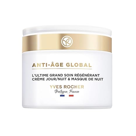 Yves Rocher Anti-Age Global Intensive Care for Face Regenerating Day and Night Cream and Night Mask Against Wrinkles for a Radiant Complexion and Firmer Skin 75 ml