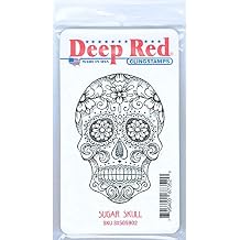 Deep Red Stamps Sugar Skull Rubber Cling Stamp 2.1 x 3 inches