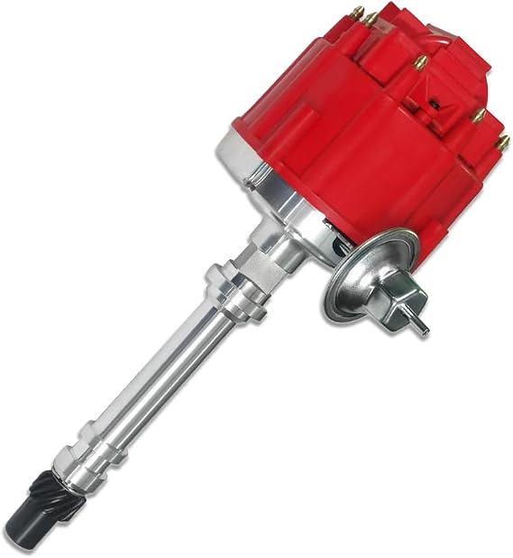 Red Cap 4-Pin HEI Distributor 65K Coil Fits Chevy SBC BBC