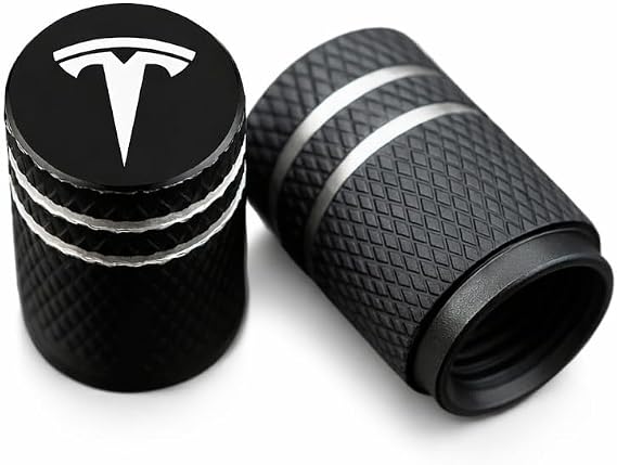 Tesla Model Y Juniper ile Uyumlu Alüminyum Sibop Kapak Seti (Siyah Renk 4 Adet)