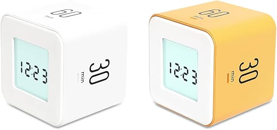 mooas Multi Cube Timer White(5,15,30,60 Minutes) & Yellow(3,10,30,60 Minutes) Bundle, Clock & Alarm, Time Management, Time for Studying, Cooking and Workout, Kids Timer