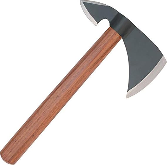 SZCO Bullseye Tomahawk Axe 12.5 Inch - Black Camping Axe with Carbon Steel Blade, Wood Handle - Medieval Battle Axe for Outdoor, Display, Costume & Collectors - Ideal Gift for Men