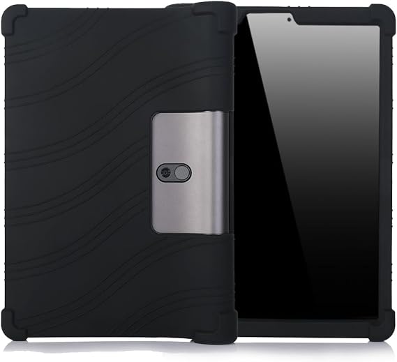 Soft Silicone Case for Lenovo Yoga Smart Tab 10.1" YT-X705F, Shockproof Protective Cover with Thickened Cornors Kids Friendly (Black)
