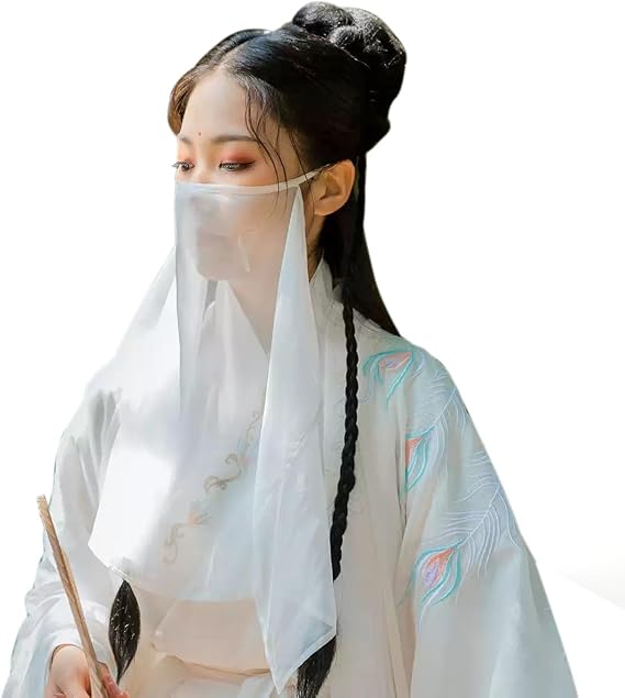 Chinese Hanfu Face Veil Sheer Chiffon Face Scarf Mask Women's Hanfu Costume Accessories