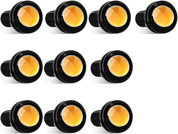 Eagle Eye LED 18mm 12V 9W High Power Car Motorcycle Daytime Running DRL Bumper Fog Light Backup Light Clearance Marker Lights Waterproof-10pcs,Amber