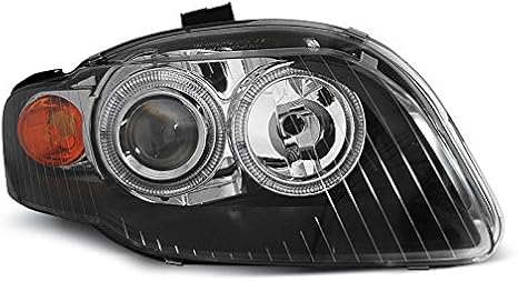 Headlights compatible with Audi A4 B7 2004 2005 2006 2007 2008 GV-1125 Front Lights Car Lamps Car Lights Headlamp Headlamps Driver And Passenger Side Complete Set Headlight Assembly Angel Eyes Black
