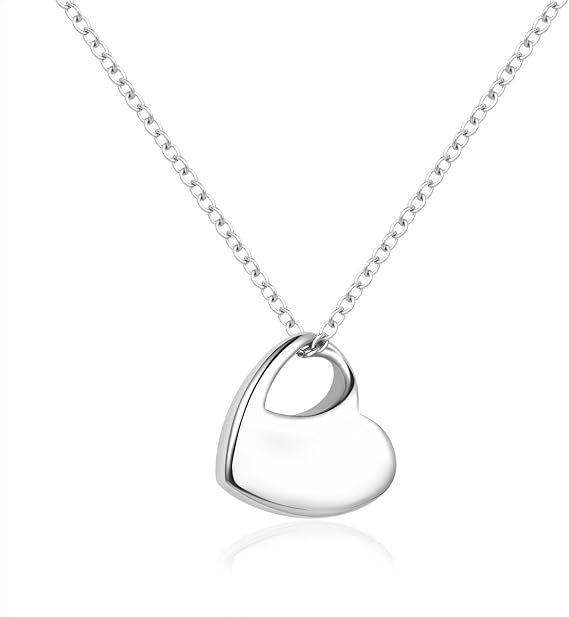 MiniJewelry Simple Love Heart Urn Necklaces for Ashes Cremation Jewelry Keepsake for Adult Women Men Human Family Loved One