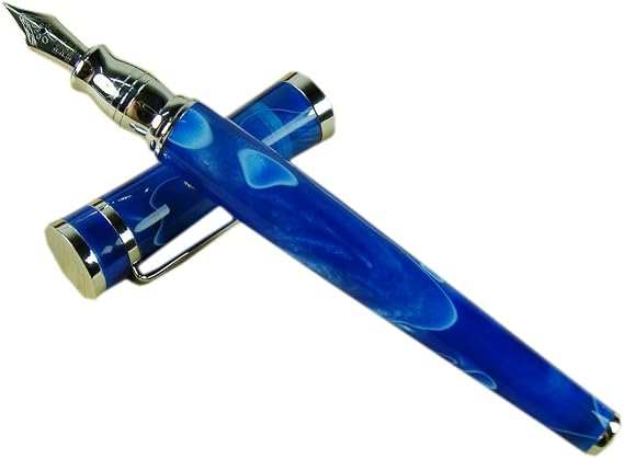 Lanxivi Fuliwen Fountain Pen Blue Celluloid with Pen Pouch Gift Set Ink Cartridge Refill Converter Business Writing Signature Calligraphy Gift Pen