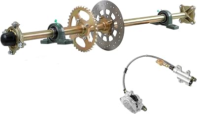 44 Rear Axle Shaft Kit with Brake Master Cylinder and Chain Sprocket Brake Disc Pillow Block for ATV Quad Go Kart Golf Cart