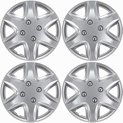 Auto Hubcap Set of 4, 14 inch Snap On Wheel Covers - Compatible with 06-11 Chevrolet Aveo