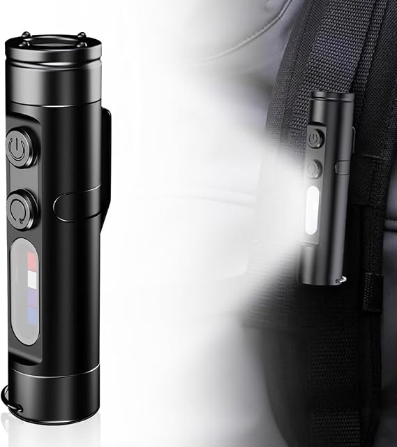 The Ultimate Everyday Micro Tool, Pocket Keychain Flashlight with Hat Clip, 500 Lumens Mini Rechargeable EDC Flashlight, Waterproof, 3 Brightness for Camping, Emergency (Black)