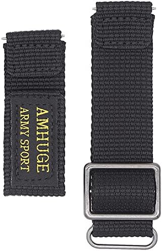 Hook&Loop Military Style Nylon Watch Strap Length Adjustable-Choice of Color & Width 18mm, 20mm, 22mm, 24mm-Waterproof Sport Watch Band for Men or Women