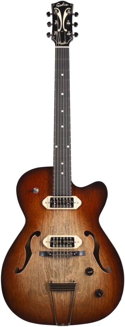 Godin 5th Ave TL Hollowbody Electric Guitar with Lollar Gold Foil Pickups (Vintage Burst HG Gold Foil)