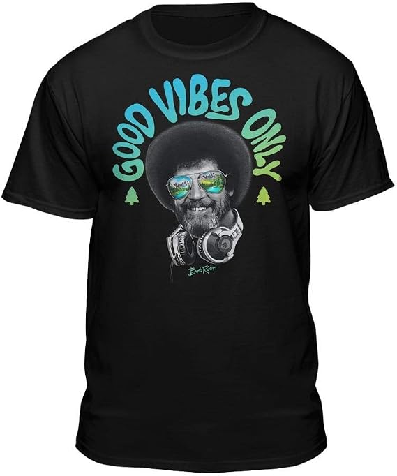 Bob Ross Headphones Good Vibes Only T-Shirt