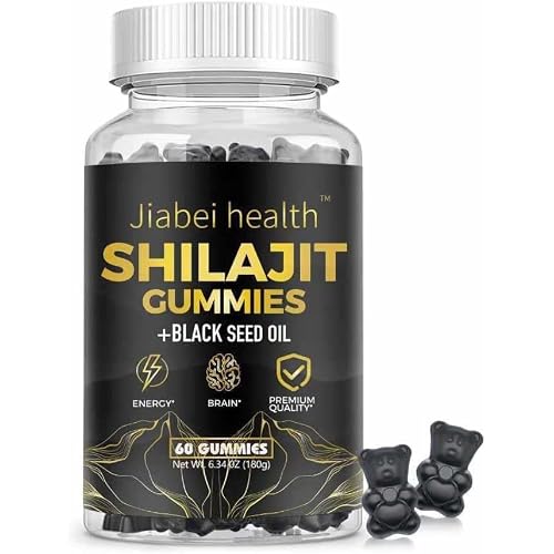 Shilajit Gummies - 3 in 1 with Sea Moss, Black Seed Oil, Ashwagandha -Gokshura with 85 Minerals, Authentic Flavor, 100% Natural, 60 Gummies