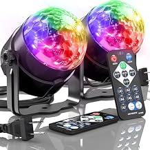 Sound Activated Party Lights with Remote Control Dj Lighting, Disco Ball Light Projected Effect Dancing Lights, Strobe Lamp for Parties Supplies Birthday Christmas Bar KTV Decorations -2-Pack