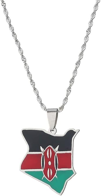 Map of Kenya Flag Enamel Pendant Necklaces Gold Color Country Map Kenyan Charm Jewelry