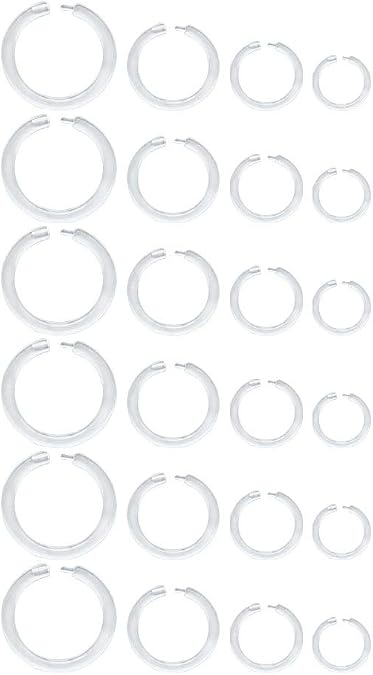 MODRSA Clear Septum Ring Nose Hoop Rings Daith Retainer for Work Surgery Bioflex Cartilage Tragus Helix Lobe Earrings Plastic Tongue Lip Piercing Clicker Horseshoe Barbell 6-12mm 18g