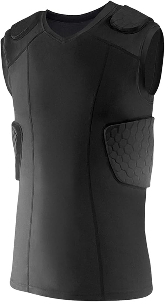 Topeter Rib Protection Vest, Padded Compression Shirt with Rib, Shoulder & Back Pads, Rash Guard Sports Training Tank Tops