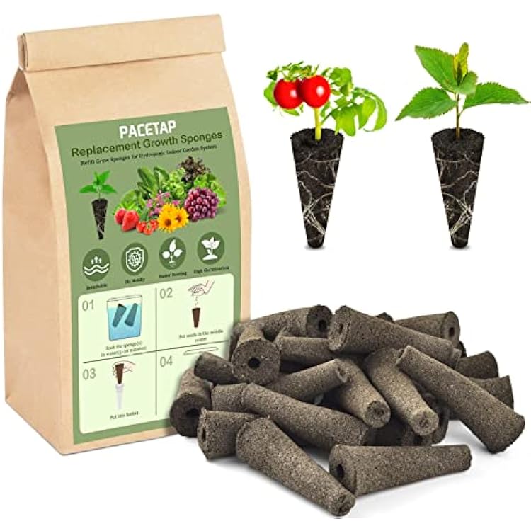PACETAP 30 Pack Grow Sponges Compatible with AeroGarden, Replacement Refill Grow Sponge for Hydroponic Indoor Garden System