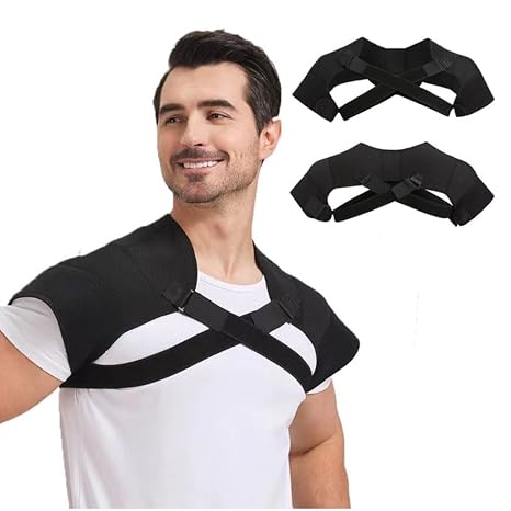Double Shoulder Support Protector Shoulder Strap Brace for Women Men Sports Protective Gear Adjustable Shoulder Support Clavicle Brace Posture Corrector Shoulder Wrap Protector for Lifting Sports