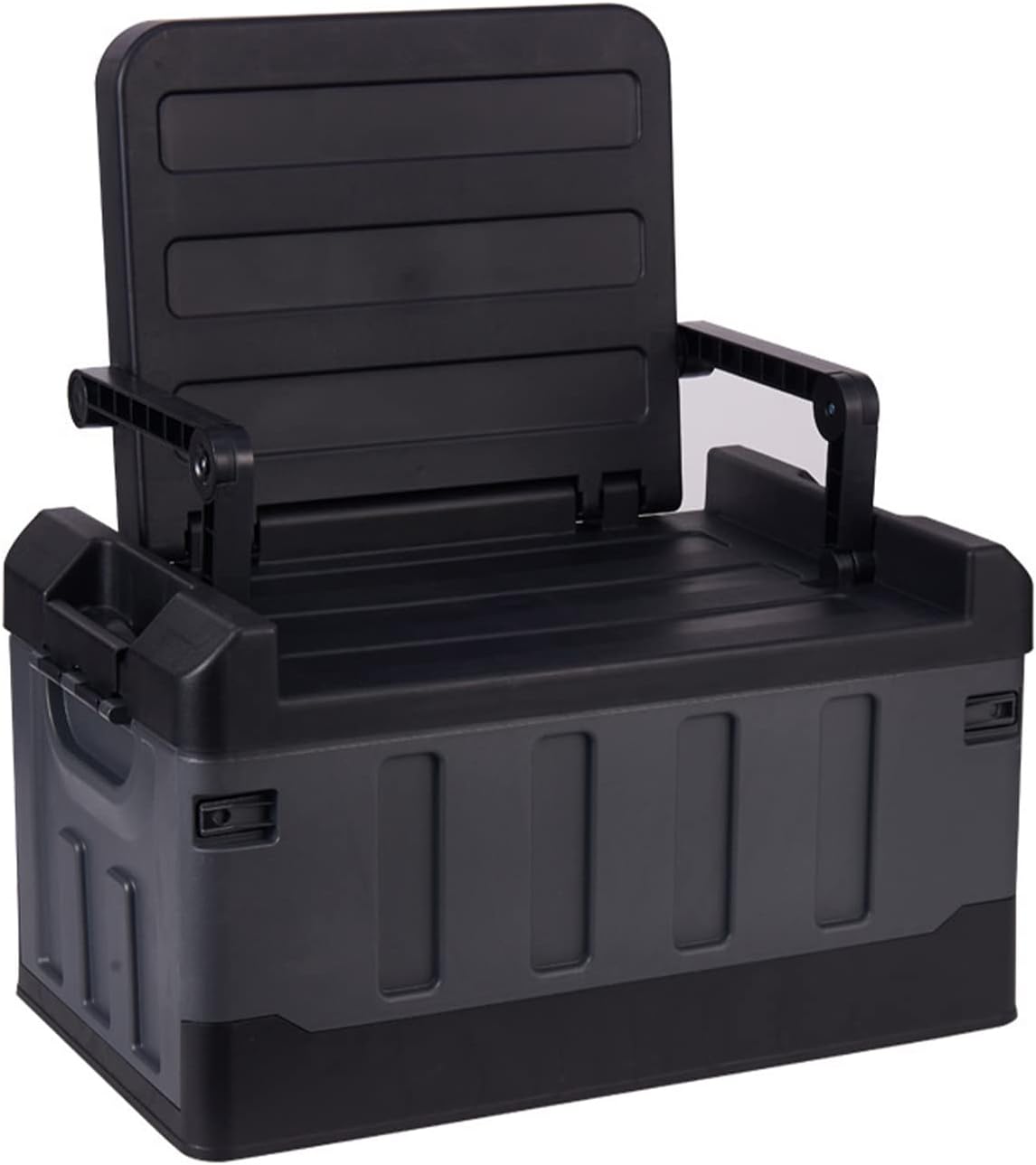 KONGKUNI Car Storage Organizer, Fishing Tackle Box, Outdoor Camping Storage Boxes with Folding Chair, Toy Storage Box, Multi-functional Utility Box for Car Trunk, Camping, Fishing, Garden