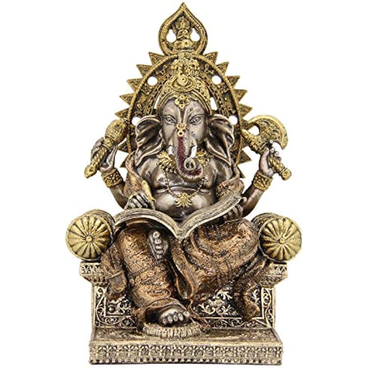 Leekung Ganesha Statue Home Decoration, Elephant God Ganesh Statues in Antique Finish, Hindu Ganesha Figurine Meditation Decor 8.3 inch