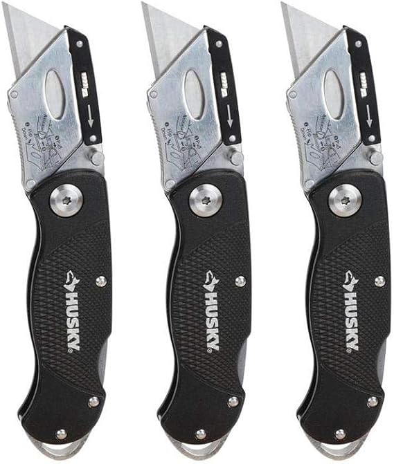 HUSKY 99732 Folding Lock-Back Utility Knife (3-Pack)