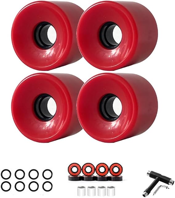 65mm Cruising Skateboard Wheels and Bearings Set 65mm Longboard Wheels Street Wheel Cruiser 65mm 82A Wheels with ABEC-9 Bearings Set of 4