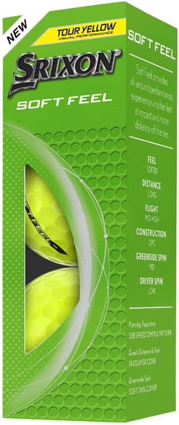 Srixon Soft Feel Golf Balls (Tour Yellow, 3pk) 1 Sleeve 2025