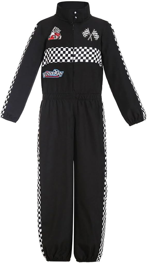Race Car Driver Costume Boys Racer Jumpsuit Kids Dress Up for Halloween