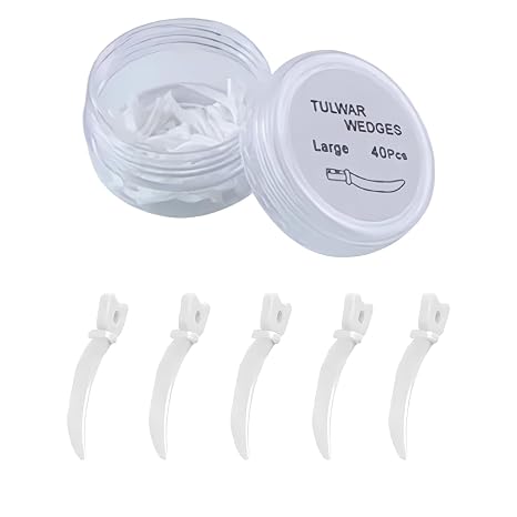 Disposable Dental Plastic Wedge, Dental Curved Matrix Wedges with Hole, Dental Fixing Wedge for Tooth Restoration (Large 40Pcs)