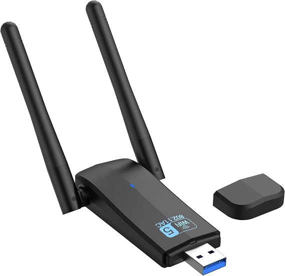 Wireless USB 3.0 WiFi Adapter for Desktop PC Laptop,5G 2.4G Dual-Band 1300Mbps Dual 5Dbi Antennas for Supports Windows11/10/8/7/Vista/XP,Mac OS 10.6-10.14