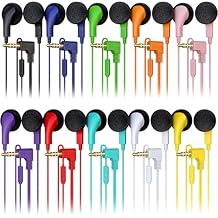 30 Pack Bulk Wired in-Ear Earphone Headphones with Microphone, Remote Controller, 3.5mm Connector and Sponge Covers, Multi