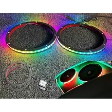 2PCS 10" RGB Chasing Illuminate LED Coaxial Speaker Rings with 1/2" Spacer - Waterproof, APP+Remote - Universal for Car, Truck, Marine Audio Systems Music Voice Strobe Flash Modes