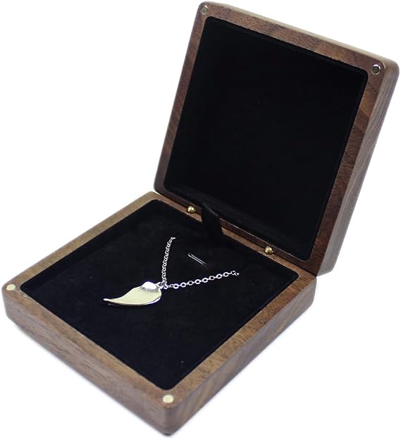 Natural Walnut Wooden Pendant Necklace Gift Box Pendant Storage Case Jewelry Display Box for Anniversary Propose Birthday Christmas Valentine's Day Gift