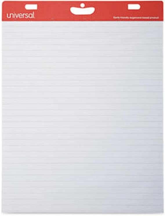 Universal UNV45602 27 in. x 34 in. Renewable Resource Sugarcane Based Easel Pads - Ruled, White (50 Sheets/Pad, 2 Pads/Carton)