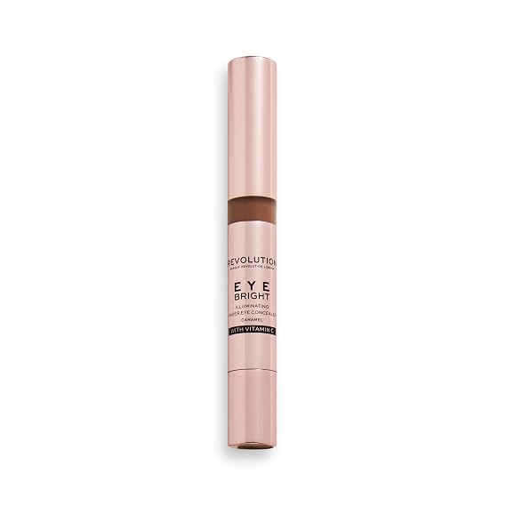 Makeup Revolution Eye Bright Concealer, Buildable Coverage, Dewy Finish, Caramel, 3ml