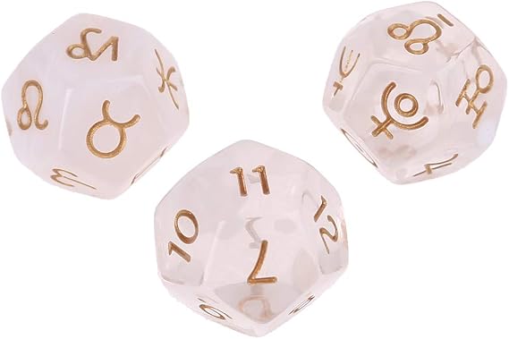 3Pcs/pack Astrological Dices 12 Sided Polyhedral Dice Astrology Tarot Card Divination Dices Set Dice Games