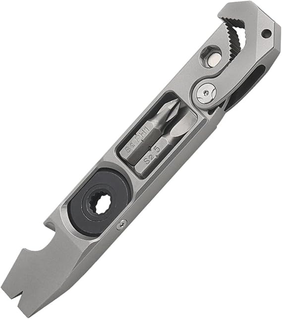 Edc Titanium Pry Bar, Multitool Pocket Pry Bar Multifunctional Crowbar Edc,Ratchet Screwdriver Pocket Tool, Nail puller Wrench Box Openers Portable Bottle Opener Edc Tools and Camping Accessories