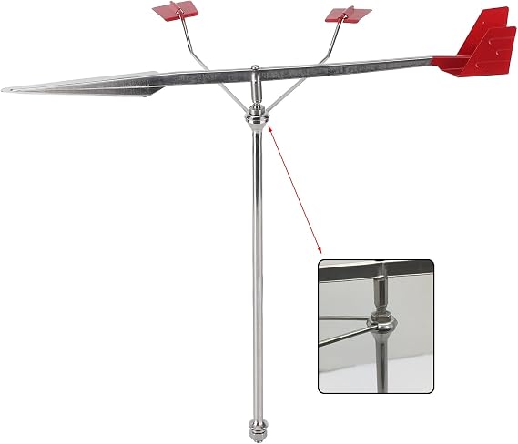 Tbest Stainless Steel Boat Weather Vane,Wind Vane,Marine Grade 304 Stainless Steel,Luminous Reflector for Day and Night Visibility,Bird-Proof Spike,Ideal for Yacht Boat Sailing