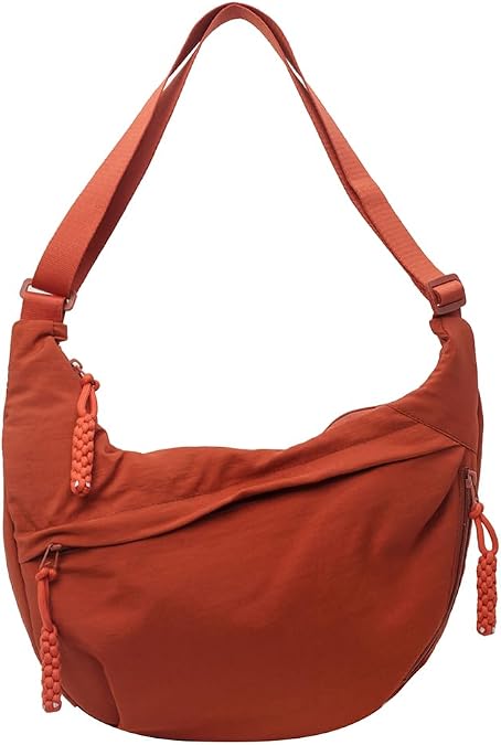 Nylon Crescent Crossbody Bag for Women Dumpling Bag Multi-pockets Hobo Bags Moon Shoulder Bag Large Daily Messenger Bag Adjustable Strap Outdoor Travel Bag