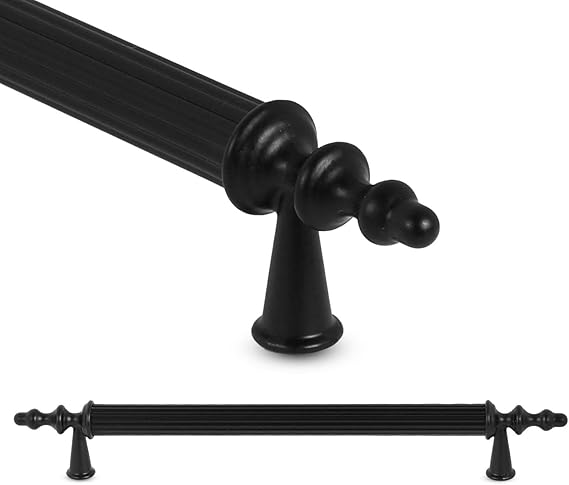 Badem10 Ovacık Çekmece Dolap Kapak Kulpu Kulbu 160 mm Mat Siyah Metal Kulp (10 ADET)