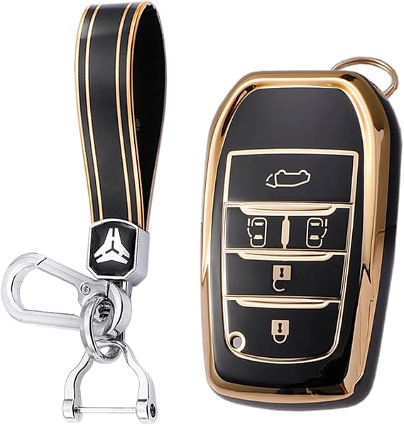 KUNIO Car Key Fob Cover Fit for Toyota VELLFIRE Sienna Alphard Key Protective Cover Keychain TPU Key Holder 5 Buttons