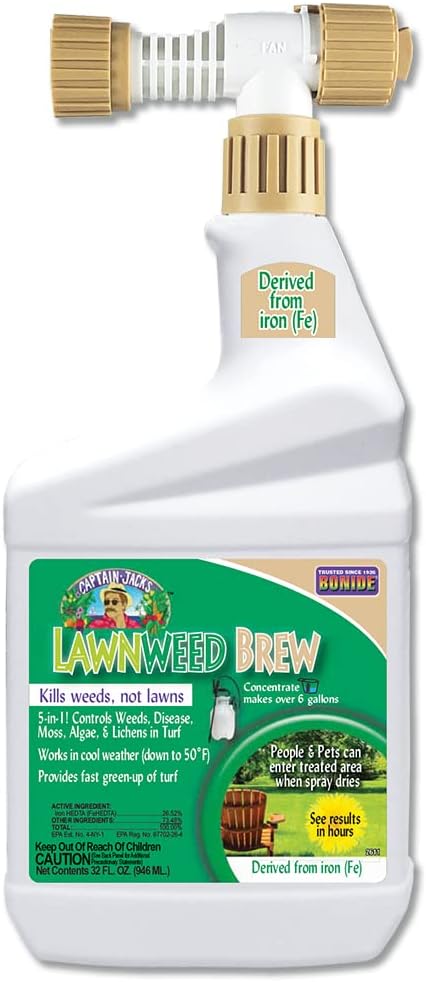 Bonide Captain Jack's Lawnweed Brew, 32 oz Ready-to-Spray | Fast-Acting Formula, Controls Weeds, Moss, Algae, Lichens & Disease