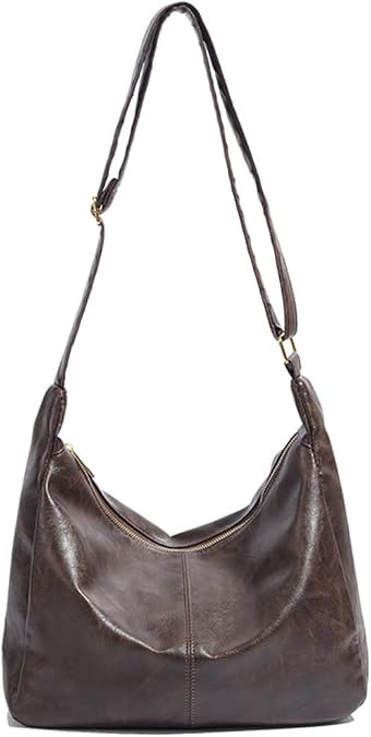 Hobo Bag for Women - Vegan Leather Slouchy Shoulder Purse with Adjustable Strap & Zipper Closure