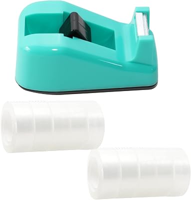 WELSTIK Cute Office Transparent Tape Dispenser, Light Green, 34 x 27 Yds, 10 Pack