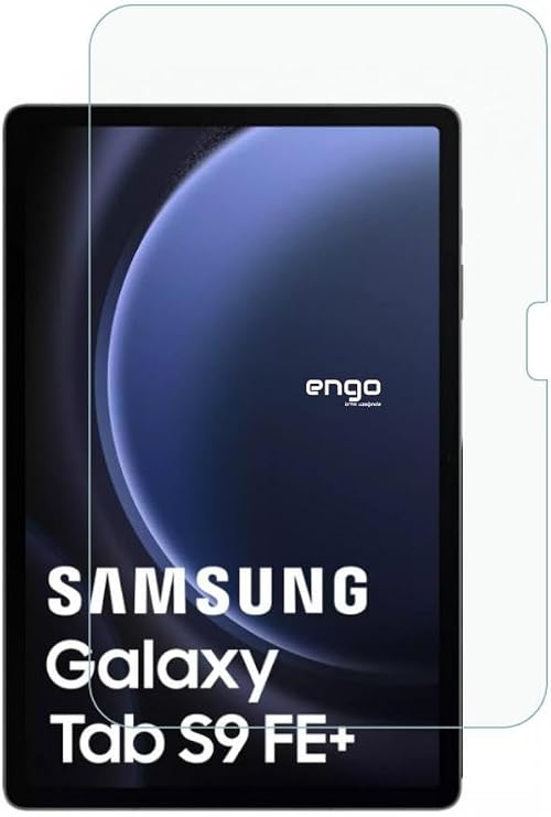 Engo Samsung Galaxy Tab S9 Fe Plus 12.4 İnç İle Uyumlu Ekran Koruyucu 9H Temperli Kırılmaz Esnek Nano Cam, Çizilmeye Ve Darbeye Dayanıklı Koruma, HD Şeffaf SM-X610