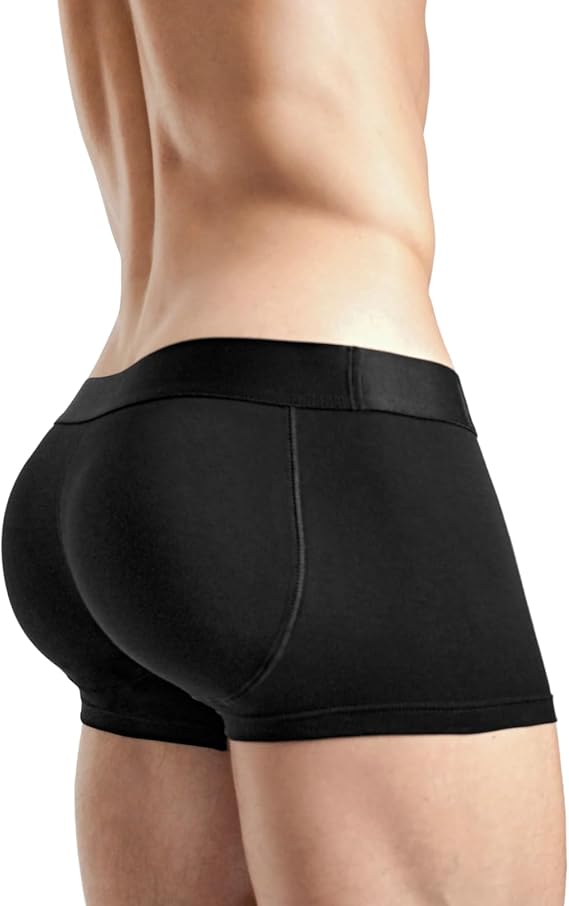 Rounderbum Men's Padded Underwear Trunks with Removable Butt Enhancing Pads - 3 Colors - More Volume Instantly, Short Inseam